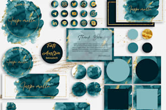 design watercolor signature logo with full branding kit