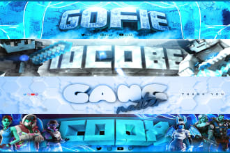 design awesome gaming banner for youtube,twitch,twitter,fb