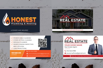design business card for real estate, plumbing, auto detailing, lawn care, solar