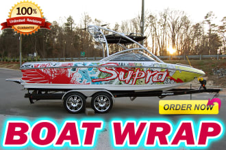 do elegant boat wrap design decal sticker in 6 hours