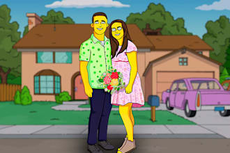 draw you yellow cartoon in simpsons style