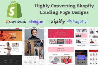 shopify landing page design sales page squeeze page product page homepage design