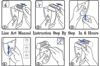 create vector line art draw step by step  instruction manual for your product