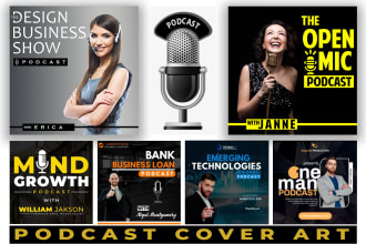 design premium podcast cover art, logo