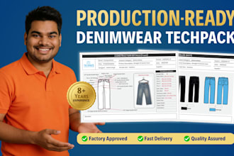 create professional fashion tech packs for denim and menswear production