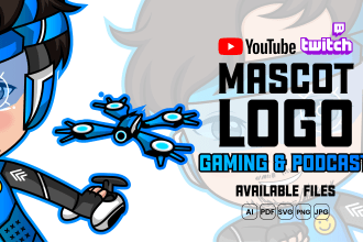 create chibi avatar gaming anime character logo for twitch