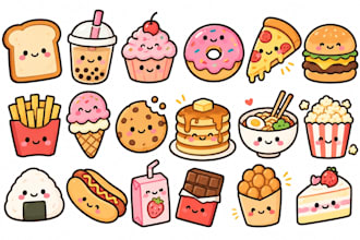 illustrate cute doodle arts and icons for you
