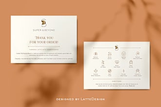 design an elegant postcard, insert and thank you card