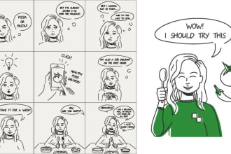 draw a simple line comic strip or storyboard