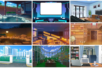 draw anime background for visual novel, vtuber or game illustrations