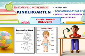 design and develop kindergarten worksheets upon your choice