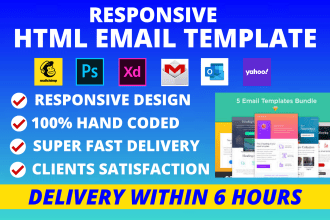 design a professional HTML email template or newsletter, psd, xd, sketch to html