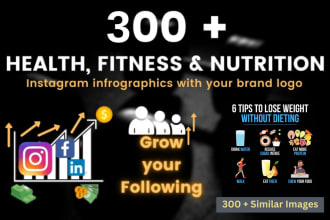design fitness, health and nutrition infographics for instagram