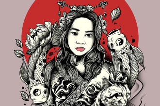 create illustration design with girl for mine character