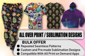 do all over print legging, tshirts, hoodies sublimation designs