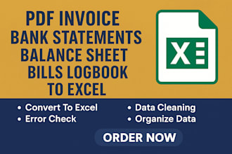 extract data from pdf invoice, bills, statment to excel fast