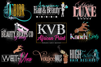 design feminine, beauty, eyelashes, hair extension, nails, spa and boutique logo