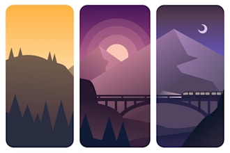 make a vector landscape flat illustration