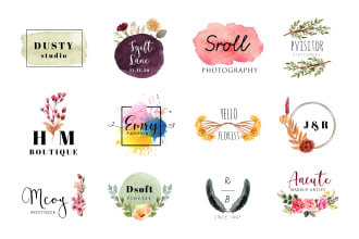 do awesome signature and watercolor feminine logo design