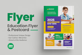 kids school education flyer or postcard design
