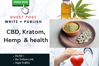 post cbd, kratom, hemp oil articles on high traffic sites