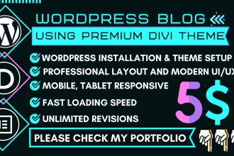 build wordpress blog using premium divi theme in 24 hours