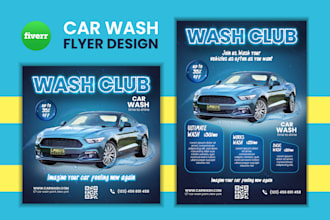 design creative car wash flyer, leaflet and detailing price list