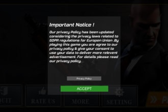 integrate gdpr,tc,privacy and uc message in unity games