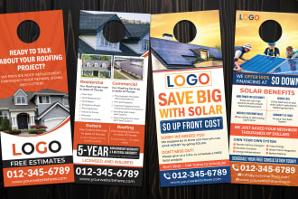 design door hanger, flyer for solar, roofing, carpet cleaning, window, painting