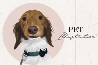 draw a portrait illustration of your pet, dog, cat