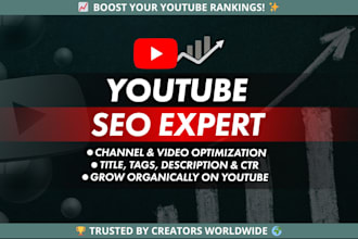 be your youtube SEO expert, yt channel manager, create and setup yt channel