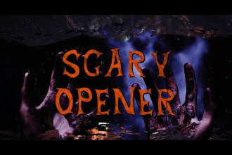 do a scary horror intro video, logo reveal or transition