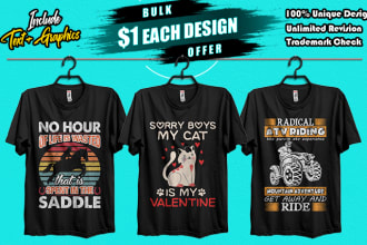 do bulk t shirt design for printful or teepublic