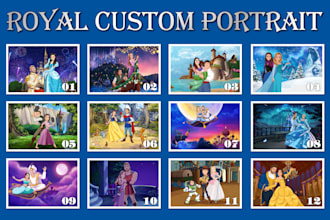 custom couple portrait in disney characters