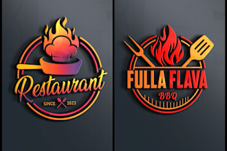 design restaurant, food catering kitchen bar fast food barbecue logo