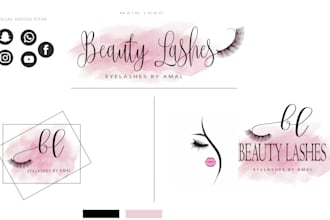 design   watercolor  eyelashes logo