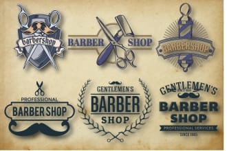 unique barber shop hairdresser logo with free 3d mockup