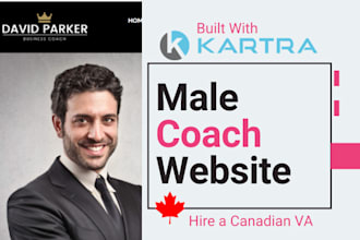 build kartra website for a male coach with membership, sales marketing funnel