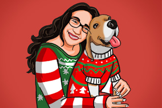 draw a cartoon you wearing an ugly Christmas sweater