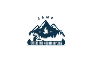 design professional modern mountain logo with copy rights
