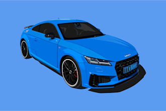 draw custom car and vehicle vector illustrations for print or digital use