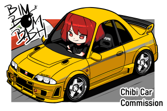 draw chibi cartoon car illustration with your character