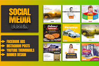 design facebook ads, instagram posts, thumbnails, and banners for social media