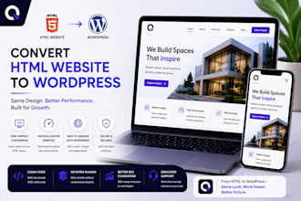 convert HTML build website to wordpress
