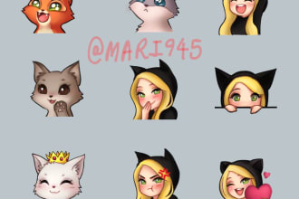 draw a cute yt thumbnail, emotes and avatar or profile icon