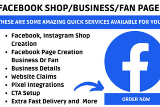 set up facebook shop, instagram shop,pintrest seo