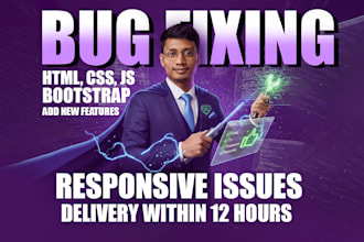 edit or fix html, css, bootstrap and responsive issues