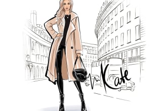 draw fashion illustration, beauty portrait, lifestyle sketch