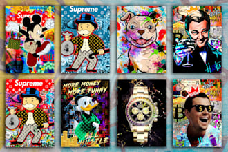 do graffiti and pop art canvas designs and mural designs