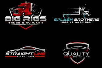 do elegant unique car wash truck and detailing logo